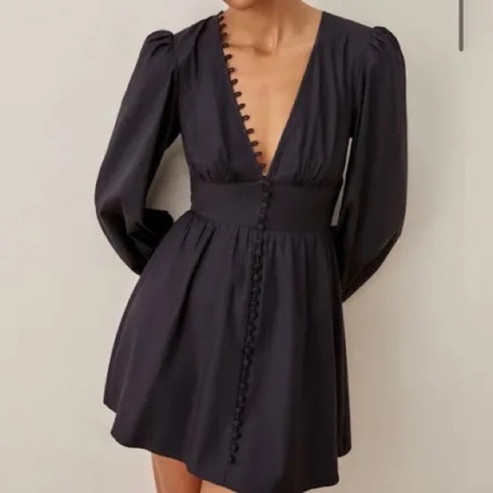 Reformation Caitie Black Dress